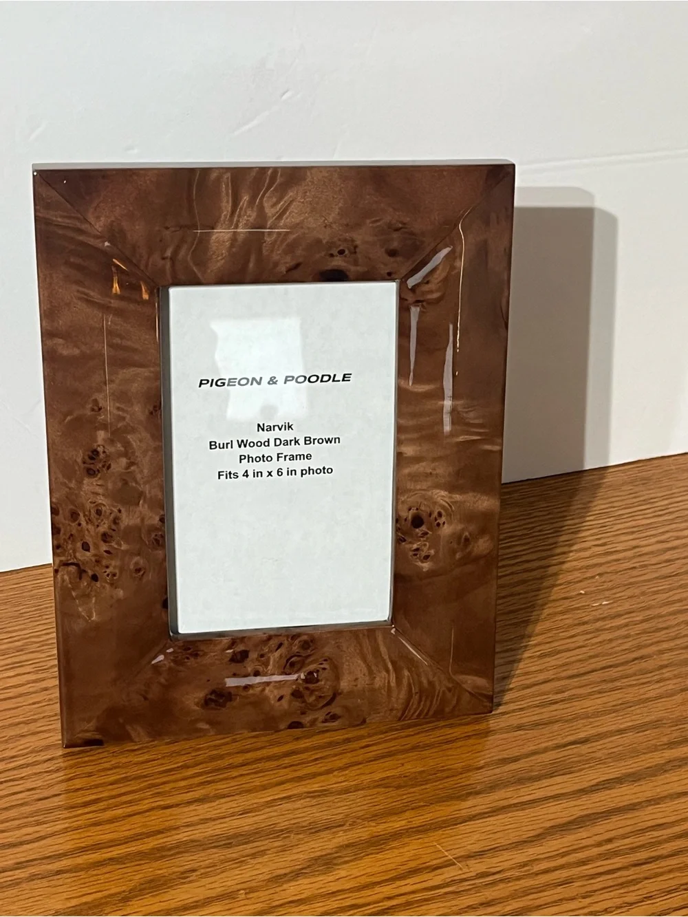 Pigeon & Poodle Narvik Burl Wood Dark Brown Photo Frame Tabletop 4x6